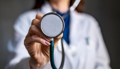 Close-Up Medical Examination: Female Doctor with Stethoscope