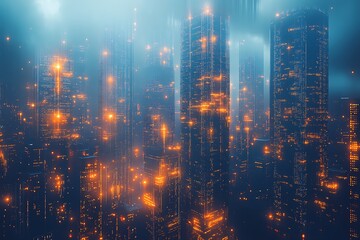 Fototapeta premium Smart city and digital transformation