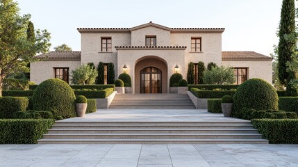 Obraz premium Grand staircase showcase classic mansion home design inspiration elegant environment front view timeless beauty