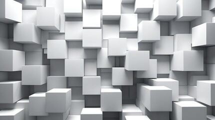 Obraz premium Abstract White Cube Arrangement for Artistic Displays