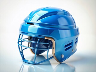 Fototapeta premium Blue Ice Hockey Helmet, Tilt-Shift Miniature, Isolated White Background