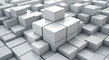 Obraz premium Abstract White Cube Arrangement for Artistic Displays