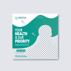 Modern Medical social media post template, unique health banner template for social media post, 