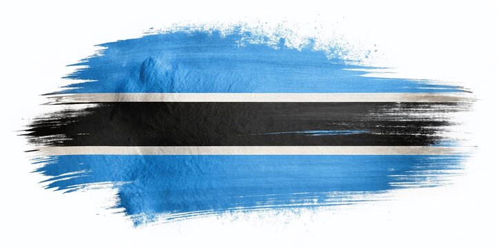Botswana Flag Silhouette: Artistic Brushstroke Macro Photography - Isolated Stock Image