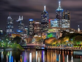 Fototapeta premium singapore city skyline at night