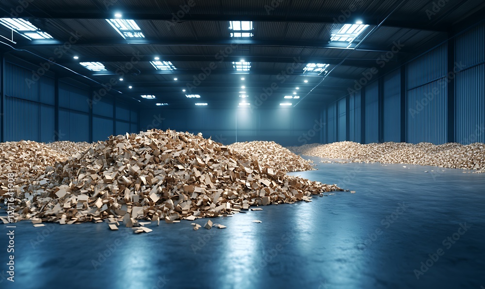 Poster Advanced recycling plant featuring automation technology, designed for sustainable waste management and eco-friendly processes.