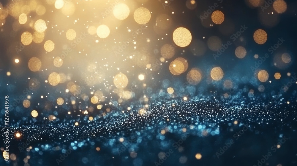 Poster Abstract sparkling background with golden bokeh