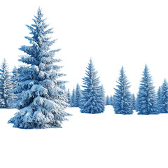 Fototapeta premium Winter Wonderland: Snow-Covered Pine Trees cold white frost isolated on transparent background