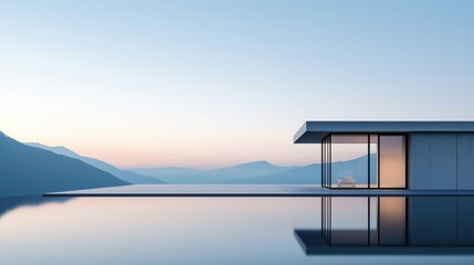 Contemporary lakeside retreat modern architecture home scenic waterfront tranquil environment panoramic views