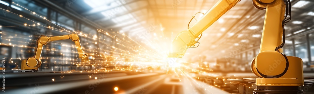 Fototapete Image of an AI-controlled smart factory showcasing optimization processes and advanced technology in industrial settings.