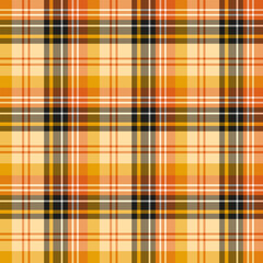 Seamless pattern with magical yellow, orange, white and black colors for plaid, fabric, textile, clothes, tablecloth and other things. Vector image.