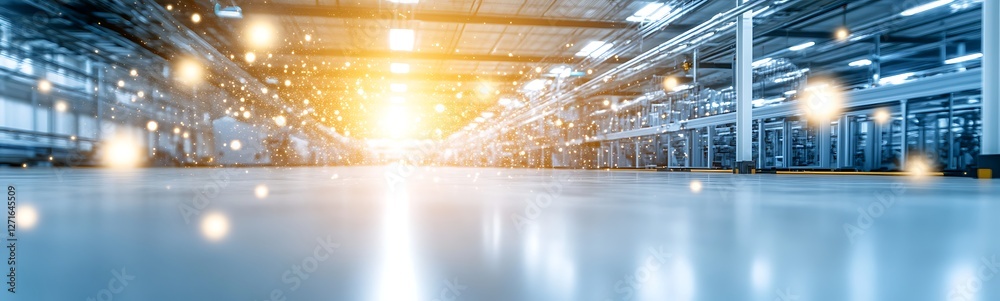 Aufkleber AI-controlled smart factory optimizing operations, showcasing advanced technology and automation in a modern industrial setting.
