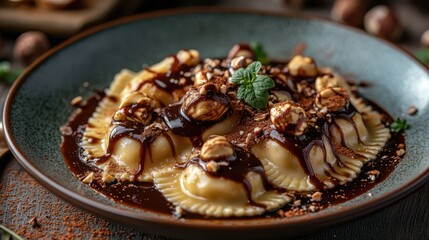 Fototapeta premium Dessert ravioli fine dining for special occasion