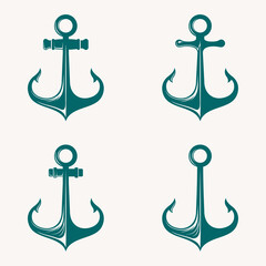 Set of sea anchor symbol set vector illustration  © zaky