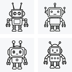 Modern Technology Bot Icon Set.