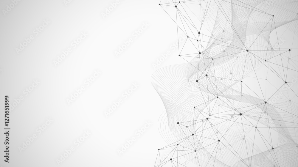 Poster Global network connection concept. Big data visualization. Social network communication in the global computer networks. Internet technology. Business. Science. Vector illustration