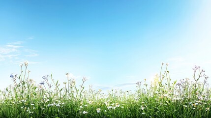 Obraz premium Vibrant Wildflower Meadow Under a Bright Blue Sky