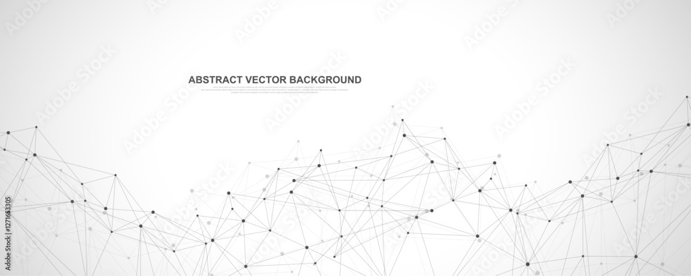 Leinwandbilder Global network connection concept. Big data visualization. Social network communication in the global computer networks. Internet technology. Business. Science. Vector illustration