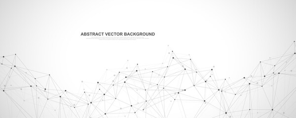 Global network connection concept. Big data visualization. Social network communication in the global computer networks. Internet technology. Business. Science. Vector illustration