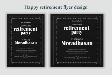 Retirement Flyer Design Template. Retirement Party Invitation Layout, square banner, and a4 poster, Retirement flyer template. Happy retirement party flyer design.
