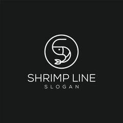 Shrimp logo design vector illustration of sea shrimp line art design