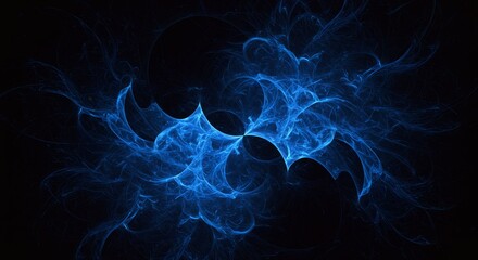 Abstract Blue Nebula Design - Intricate blue fractal pattern resembling a nebula, perfect for backgrounds or design elements. Dark background