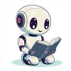 cute AI robot isolated on white background Generative ai