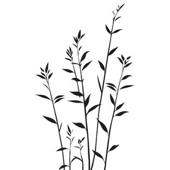 Small leaf plant silhouette pattern wallpaper. Black and white. minimal artwork. simple template. tattoo design. card and package. Vector illustration.
