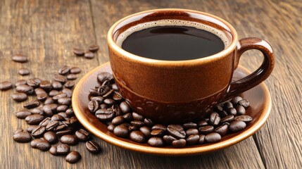Aromatic Coffee Cup and Roasted Beans