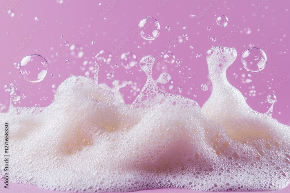 Aufkleber delicate soap foam forms intricate shapes as bubbles rise and burst, adorned by playful droplets. th