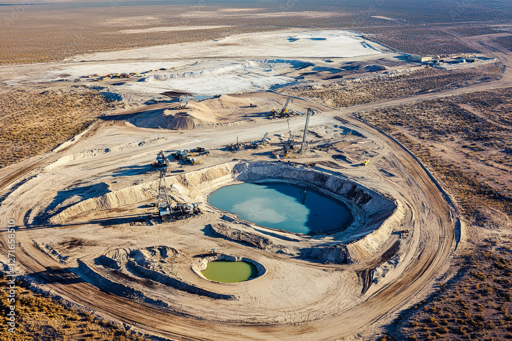 Aufkleber aerial view of lithium mining ponds. lithium mining