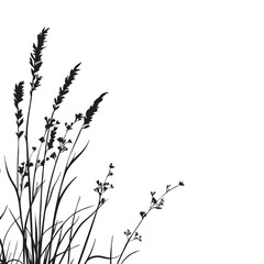 Small leaf plant silhouette pattern wallpaper. Black and white. minimal artwork. simple template. tattoo design. card and package. Vector illustration.
