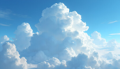 Ultra High-Resolution Image of a Beautiful Sky with Fluffy Cumulus Clouds in Clear Atmosphere