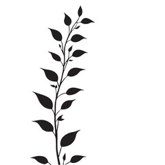 Small leaf plant silhouette pattern wallpaper. Black and white. minimal artwork. simple template. tattoo design. card and package. Vector illustration.