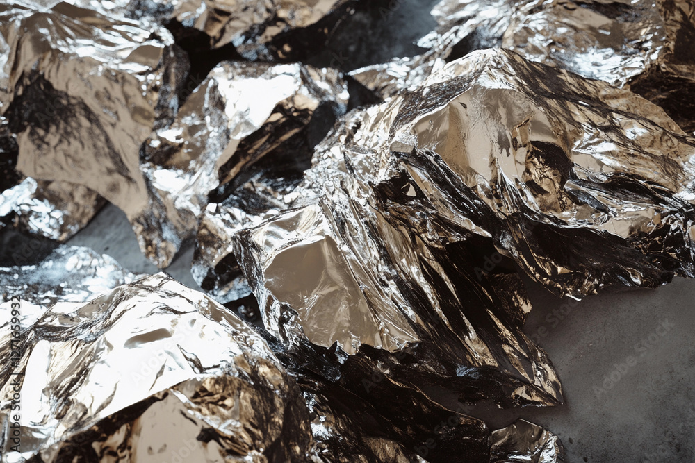 Fototapete Lithium texture concept featuring raw metallic lithium ore with rugged, reflective surfaces. Shiny metallic rocks create an abstract surface texture