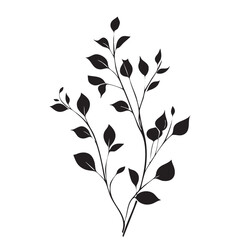 Small leaf plant silhouette pattern wallpaper. Black and white. minimal artwork. simple template. tattoo design. card and package. Vector illustration.