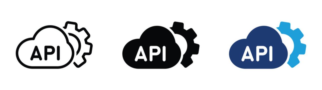 Cloud API icons. Application Programming Interface vector designs