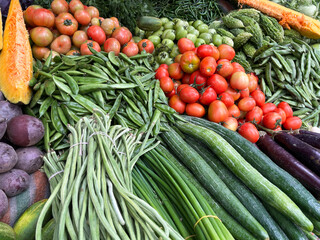 Top view of fresh raw vegetables.