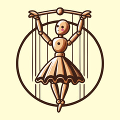 vector illustration of a marionette doll
