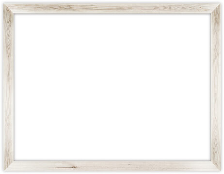 Natural White Wood Photo Frame Isolated on Transparent Background