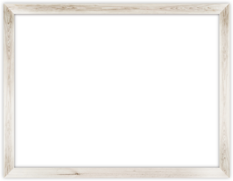 Natural White Wood Photo Frame Isolated on Transparent Background