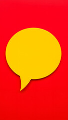 speech bubble on red background, close-up. White tone