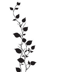 Small leaf plant silhouette pattern wallpaper. Black and white. minimal artwork. simple template. tattoo design. card and package. Vector illustration.