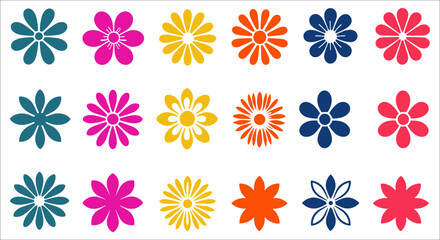 Decorative colorful flower vector collection, Colorful abstract flower vector set,
Geometric abstract floral design icons, Set of abstract floral vector design elements, Flat floral elements vector