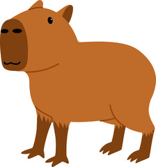 cute brown capybara character illustration