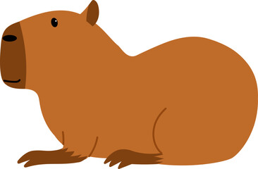 cute brown capybara character illustration