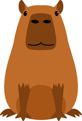 cute brown capybara character illustration