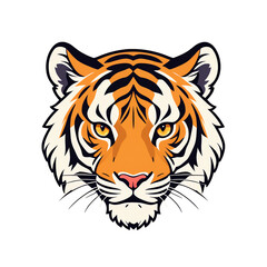 Naklejka premium simple minimalist cartoon tiger face isolated transparent background