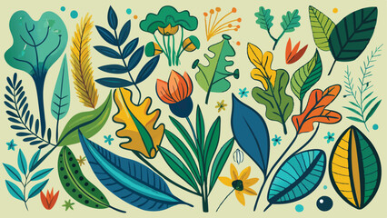 Colorful Floral Bouquets Illustration Set on Transparent Background