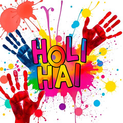 A vibrant graphic design celebrates Holi. 
